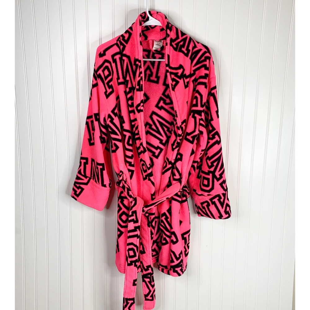 PINK Victoria's Secret Logo Pink Robe Size M/L